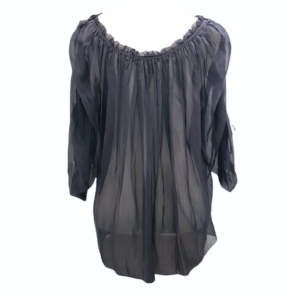 MARC JACOBS NAVY SILK TUNIC WITH TIES DOWN THE SLEEVE - Picture 5 of 15